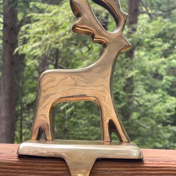 Vintage Solid Brass Reindeer Stocking Holder Made in India - Picture 5 of 7